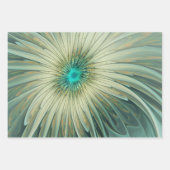 Feuille De Papier Cadeau Abstrait Sage Green Imaginaire Fleur Fractal Art (Devant 3)