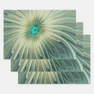 Feuille De Papier Cadeau Abstrait Sage Green Imaginaire Fleur Fractal Art