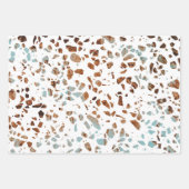 Feuille De Papier Cadeau Abstrait Terrazzo Mosaic rouille Brown & Motif ble (Devant)