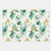 Feuille De Papier Cadeau Abstrait Vert Or Blanc (Devant)