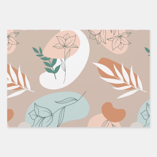 Feuille De Papier Cadeau Abstraite ligne pastel minimale (Devant)