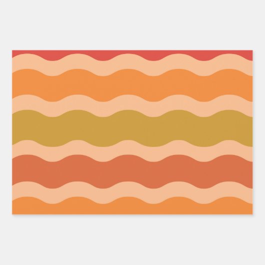 Feuille De Papier Cadeau Abstraite rétro les années 70 super vagues funky (Devant)