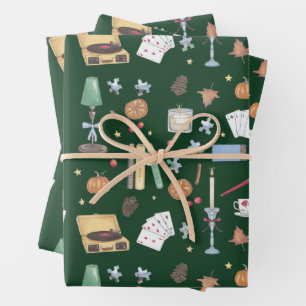 Feuille De Papier Cadeau Academia Sombre Vert Automnal Maussade