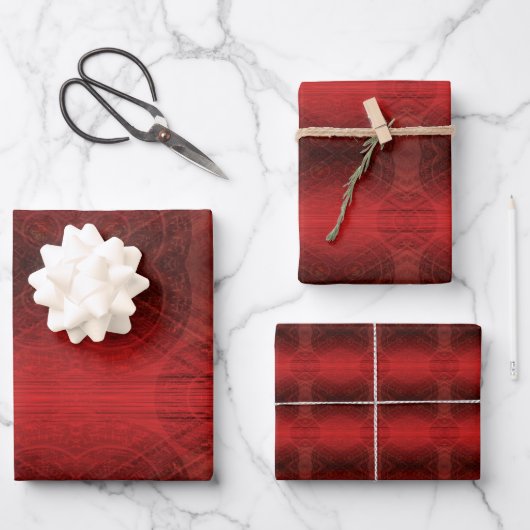 Feuille De Papier Cadeau Acceptation | Médaillons de méditation rouge (Recto)