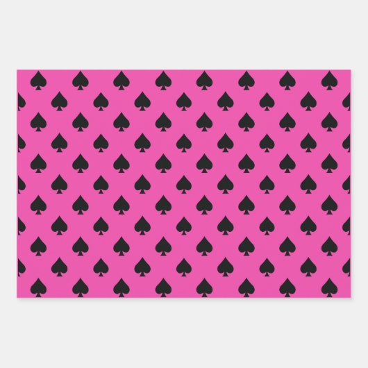 Feuille De Papier Cadeau Ace noire et rose pique Motif moderne (Devant)