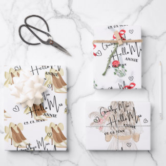 Feuille De Papier Cadeau Adieu personnalisé Mlle Bonjour Mme Fête des marié