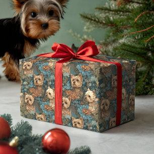 Feuille De Papier Cadeau Adieux Yorkshire Terriers de style vintage