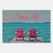 Feuille De Papier Cadeau Adirondack Chaises De Plage Rustique Turquoise Pro (Devant 3)