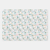 Feuille De Papier Cadeau Adorable Chat Aimer Bleu Thème (Devant 3)