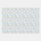 Feuille De Papier Cadeau Adorable Chat Aimer Bleu Thème (Devant 2)