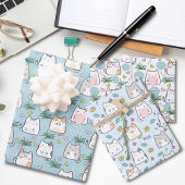 Feuille De Papier Cadeau Adorable Chat Aimer Bleu Thème