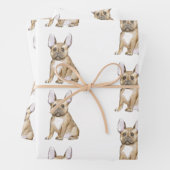 Feuille De Papier Cadeau Adorable chiot français bulldog (En situation)