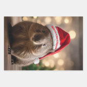 Feuille De Papier Cadeau adorable Noël Wombat, (Devant)