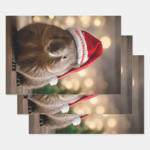 Feuille De Papier Cadeau adorable Noël Wombat,