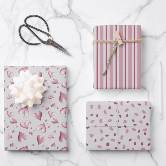 Feuille De Papier Cadeau Adorable Pastel Pinks Wrapping Paper Sheets (Recto)