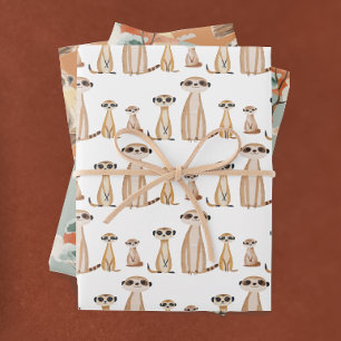 Feuille De Papier Cadeau Adorable Safari sauvage Meerkat Anniversaire