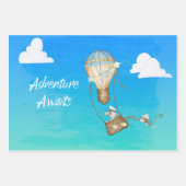 Feuille De Papier Cadeau Adventure Attend Hot Air Balloon Singes Animaux (Devant)