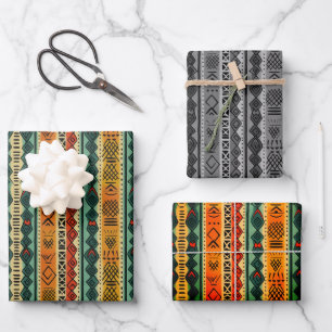 Feuille De Papier Cadeau Afrique Ashanti Akan Ghana Ethnic Tribal Motif