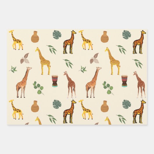 Feuille De Papier Cadeau Afrique Giraffe à thème  (Devant 2)