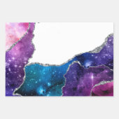 Feuille De Papier Cadeau Agate Bleu violet rose Parties scintillant argent  (Devant)