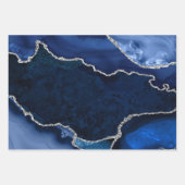 Feuille De Papier Cadeau Agate de Parties scintillant bleu marine et argent (Devant 3)