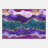 Feuille De Papier Cadeau Agate de Parties scintillant de Peacock violet et  (Devant 2)