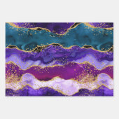 Feuille De Papier Cadeau Agate de Parties scintillant de Peacock violet et  (Devant)
