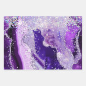 Feuille De Papier Cadeau Agate de Parties scintillant de violet et d'argent (Devant)