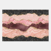 Feuille De Papier Cadeau Agate de séquences noir et rose (Devant 2)