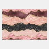Feuille De Papier Cadeau Agate de séquences noir et rose (Devant)