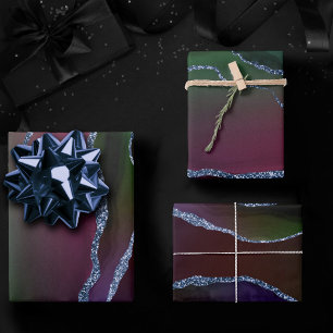 Feuille De Papier Cadeau Agate dynamique   Couleur rose et vert pour bijou