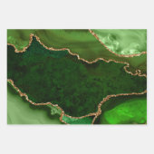 Feuille De Papier Cadeau Agate Faux Pailleté Vert et Or (Devant 3)