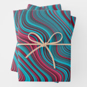 Feuille De Papier Cadeau Agate marbré bleu et magenta ondulé Abrégé (En situation)