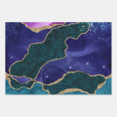 Feuille De Papier Cadeau Agate Peacock de Parties scintillant violet et Tur (Devant 2)