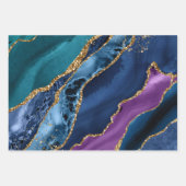 Feuille De Papier Cadeau Agate Peacock de Parties scintillant violet, Turqu (Devant 3)