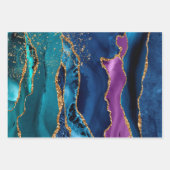 Feuille De Papier Cadeau Agate Peacock de Parties scintillant violet, Turqu (Devant)