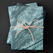 Feuille De Papier Cadeau Agate Turquoise cristallisée | Pierre marbrée noir