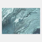 Feuille De Papier Cadeau Agate Turquoise cristallisée | Pierre marbrée noir (Devant)