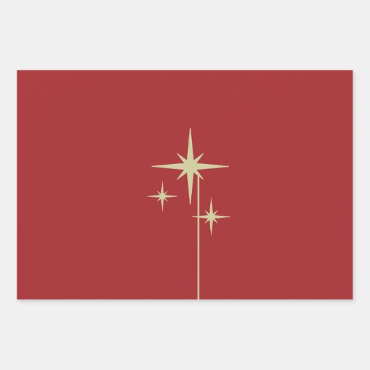 Feuille De Papier Cadeau Age atomique Retro les années 50 Starburst Maroon (Devant)