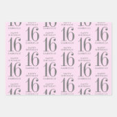 Feuille De Papier Cadeau Age personnalisé rose Grey (Devant)