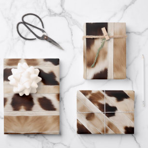 Feuille De Papier Cadeau Agritourisme rustique Cowboy Western Country Cow I