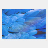 Feuille De Papier Cadeau Aile à plumes bleues monogrammée (Devant 2)