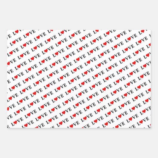 Feuille De Papier Cadeau AIMER Blanc Noir Vert (Devant 2)