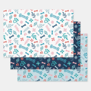 Feuille De Papier Cadeau Aimer Floral & Foliage Animaux Empreintes de patte