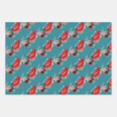 Feuille De Papier Cadeau Aimer Joy & Paix Aquarelle cardinale rouge (Devant 2)