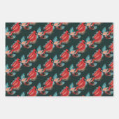 Feuille De Papier Cadeau Aimer Joy & Paix Aquarelle cardinale rouge (Devant)