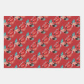 Feuille De Papier Cadeau Aimer Joy & Paix Aquarelle cardinale rouge (Devant 3)