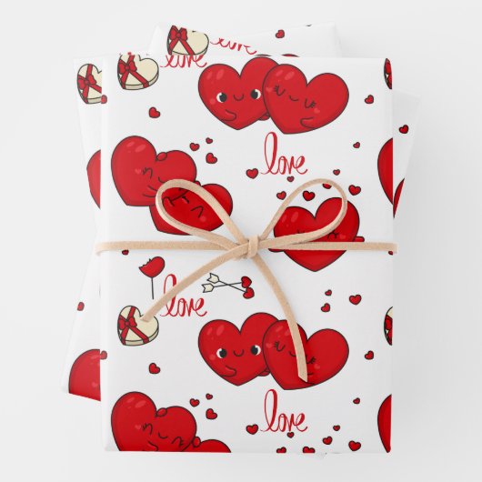 Feuille De Papier Cadeau Aimer Red Hearts mignon Saint Valentin (En situation)