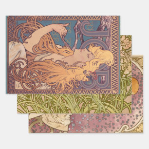 Feuille De Papier Cadeau Alfonse Mucha Job Art Nouveau femme