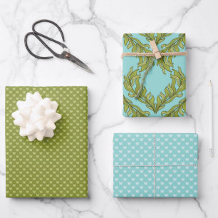 Feuille De Papier Cadeau Algues coeurs de Crustacés